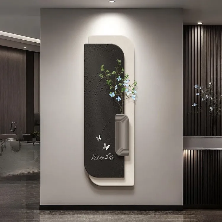 现代简约玄关装饰画高级感走廊过道挂画2025新款蝴蝶入户玄关壁画