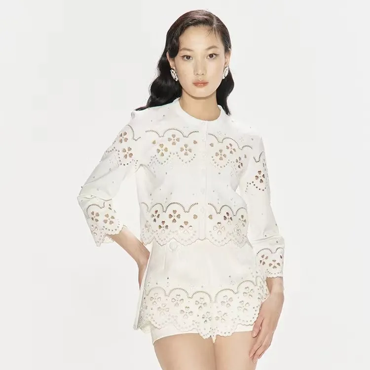 LeFame/拉飞姆LF24Q11ZM324马德拉刺绣针织钉钻开衫