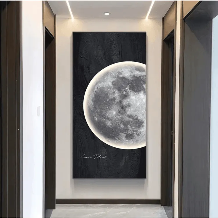 现代简约装饰画轻奢月球灯画走廊过道挂画客厅沙发背景高档大气