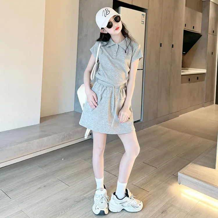 女童韩版洋气polo裙套装服装夏装2025新款夏款儿童时尚休闲两件套