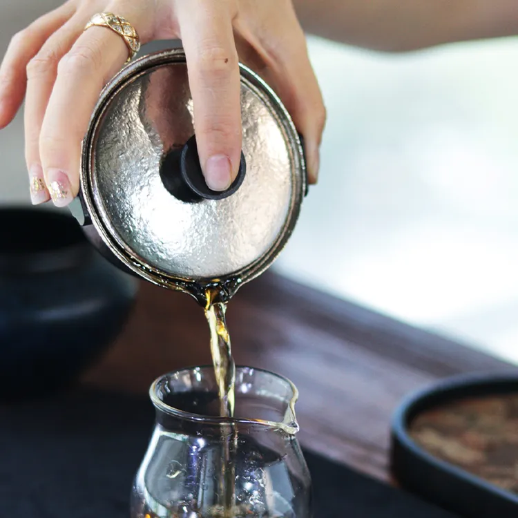 博雅集锤纹养生茶具套装纯钛旅行茶具泡茶壶茶道透明手抓壶带盖
