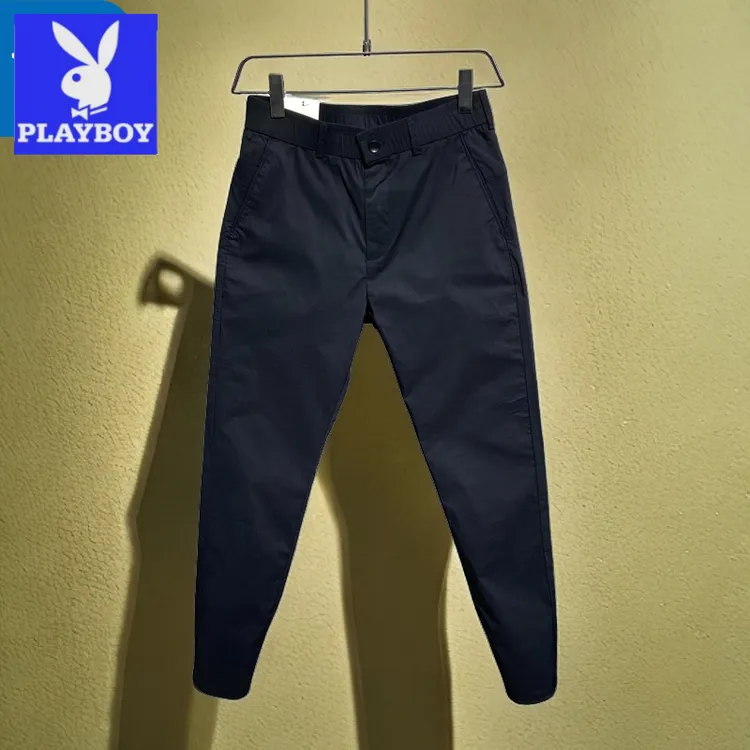 花花公子PLAYBOY休闲裤小脚直筒裤商务春夏弹力长裤简约