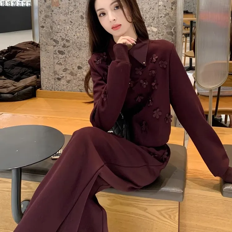 时尚穿搭一整套高级感时尚减龄套装加绒加厚卫衣休闲运动两件套女