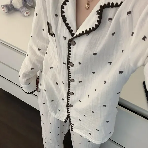 2025新款秋季睡衣女款云朵棉卡通熊可外穿家居服春秋长袖长裤套装