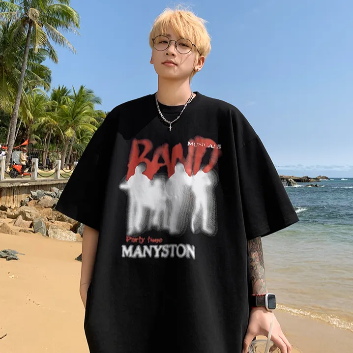 顶瓜瓜大码300斤美式复古嘻哈纯棉短袖t恤男女夏季超酷宽松打底衫