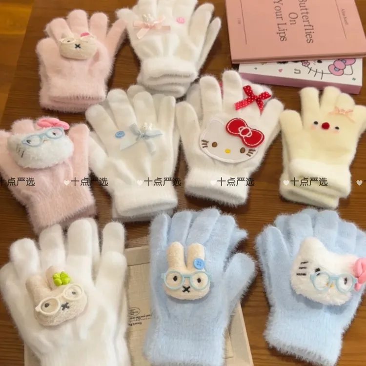 可爱kitty猫米菲兔奶呼呼手套可爱保暖冬天骑行少女心手套