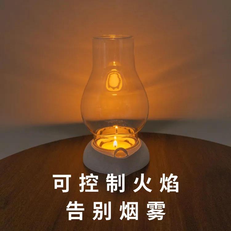 创意蜡烛香薰炉可调节火焰大小玻璃烛台禅意奇楠沉香熏香熏香炉