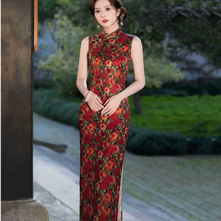 C原创年轻款高档碎花旗袍2025春季新款中式旗袍