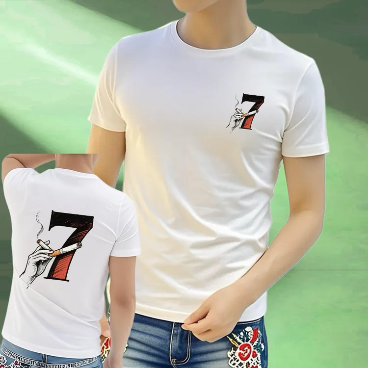 2025夏季休闲时尚数字短袖t恤男女同款百搭半袖男上衣个性体恤