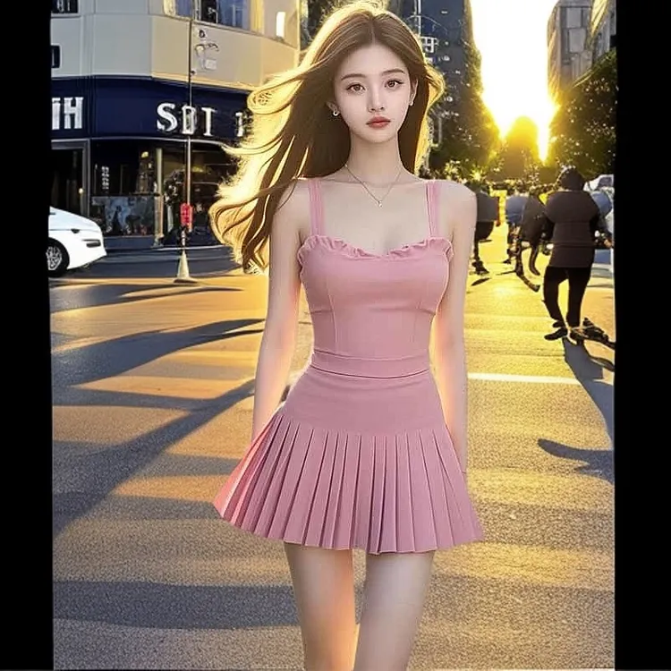 高级感时尚气质小众吊带连衣裙女夏季新款收腰显瘦辣妹包臀短裙