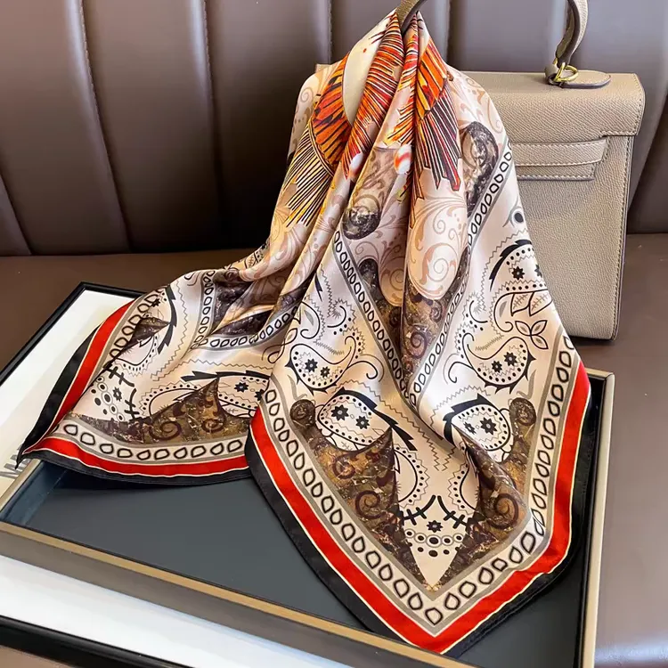 高端70cm真丝小方巾春秋季桑蚕丝百搭丝巾女围巾领巾条纹春秋丝绸