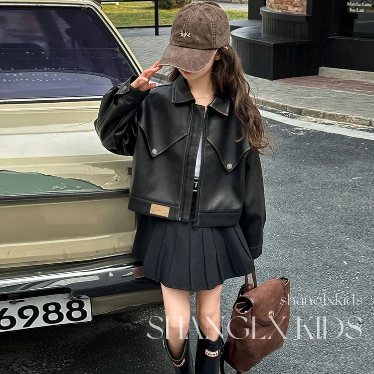 女童皮衣夹克独特超好看外套秋季2025新款儿童秋装女孩洋气时髦潮