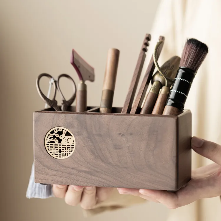 胡桃木茶道六君子套装茶剪茶刀茶水刮茶刷等茶具配件茶桌泡茶工具