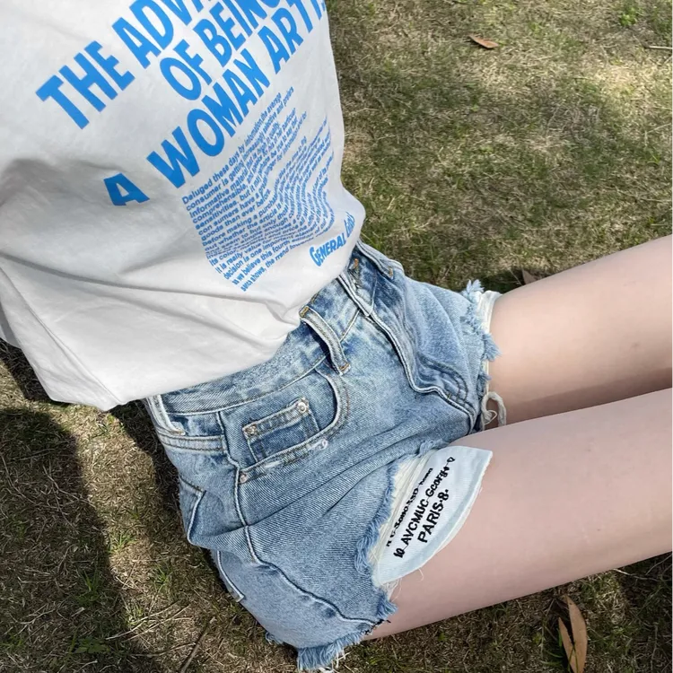 夏季高腰阔脚裤A字型常规款短裤牛仔韩版公主风Y3K