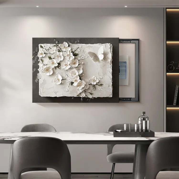 高级感花卉超薄电表箱装饰画2025新款遮挡弱电箱盖面板电闸盒挂画