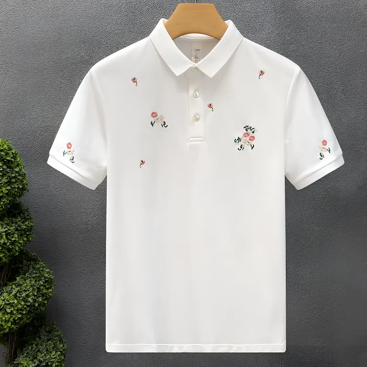 肯梅灵列高端刺绣短袖polo衫男潮流翻领夏季新款男士青年半袖t恤
