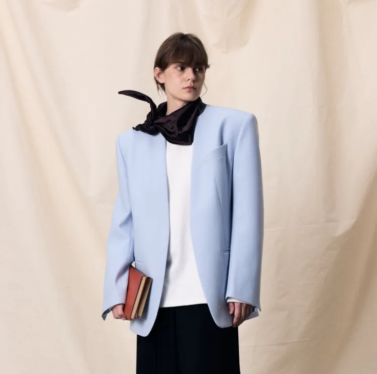 【顾文婷推荐】YOUWEI有尾25 肌理磨毛无领合体西服 Y1925401