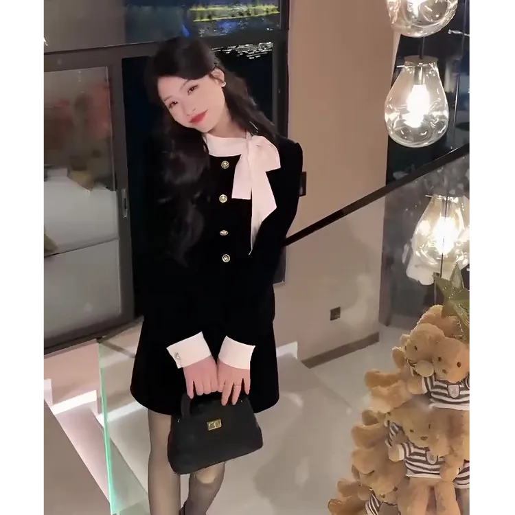 法式气质小个子穿搭显瘦时尚两件套丝绒套装女2025秋冬季富家千金