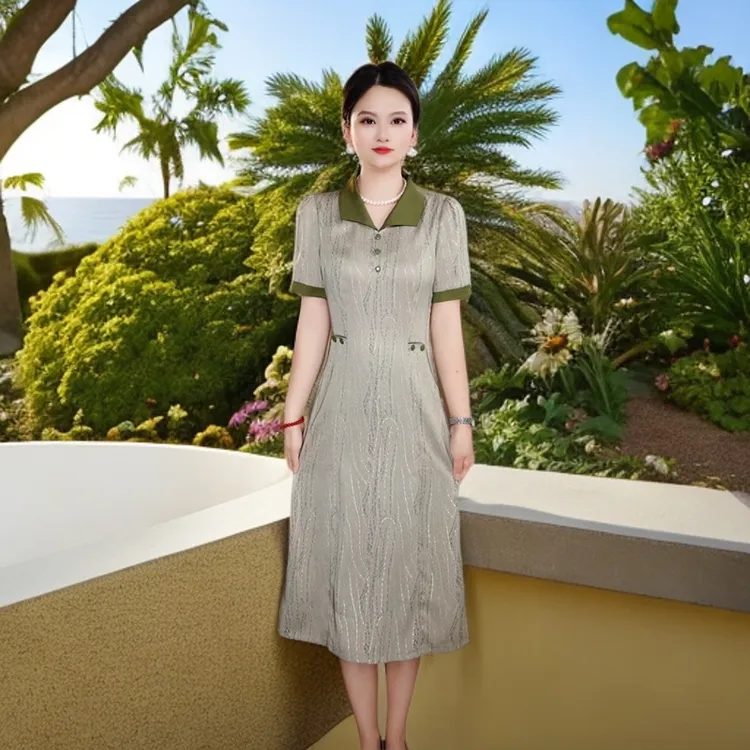 2025爆款时尚百搭女妈妈装洋气质遮肚显瘦高贵轻奢夏季新款连衣裙