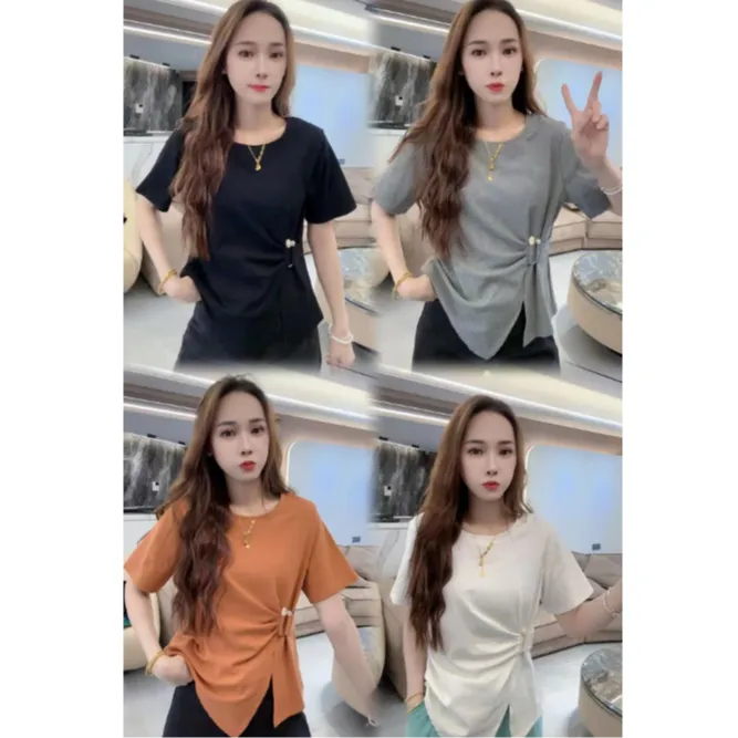 【米大方•自制】不规则收腰短袖T恤-00574-XX