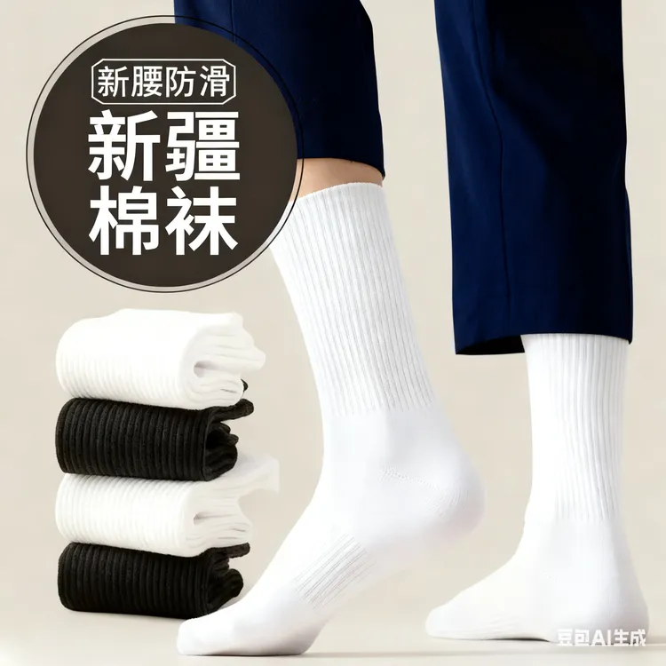新疆棉袜四季短中长筒纯色白黑色棉袜吸汗透气防臭