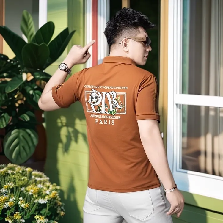 娜罗普西潮牌卡通印花短袖POLO衫男士夏季新款翻领T恤男装上衣