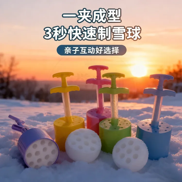 【玩雪必备】雪球夹雪球器沙滩清洁器玩具仿真煤球机手动手压式沙