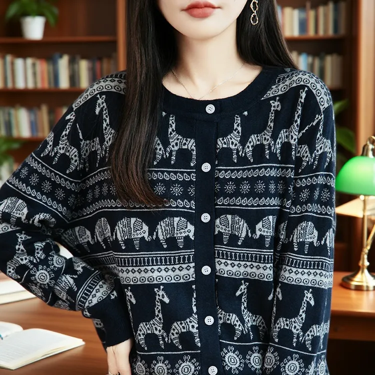 鄂尔多斯市2025早秋新款条纹针织开衫女士薄款外搭毛衣外套羊毛衫