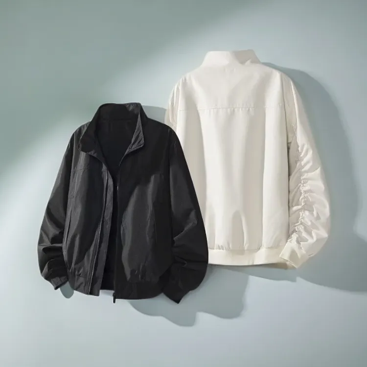 美式飞行夹克男春秋款青少年痞帅cleanfit短款外套立领上衣冲锋衣