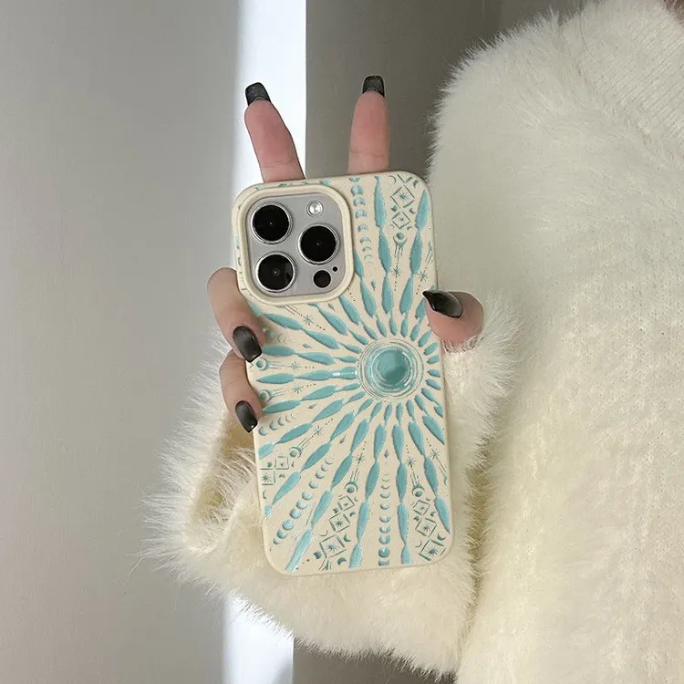 太阳图腾适用苹果16创意15手机壳iPhone14皮纹13软套12少女11卡通