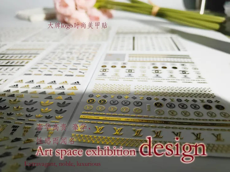 大牌logo美甲贴纸装饰字母图案ins风指甲饰品爆款防水持久