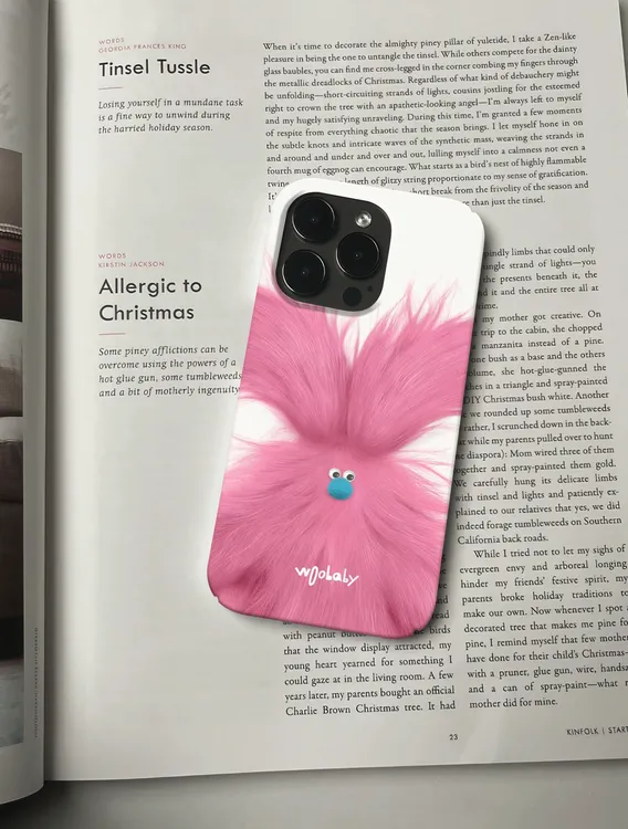 粉色小怪兽适用苹果16Pro14max15可爱简约手机壳个性创意小众A219