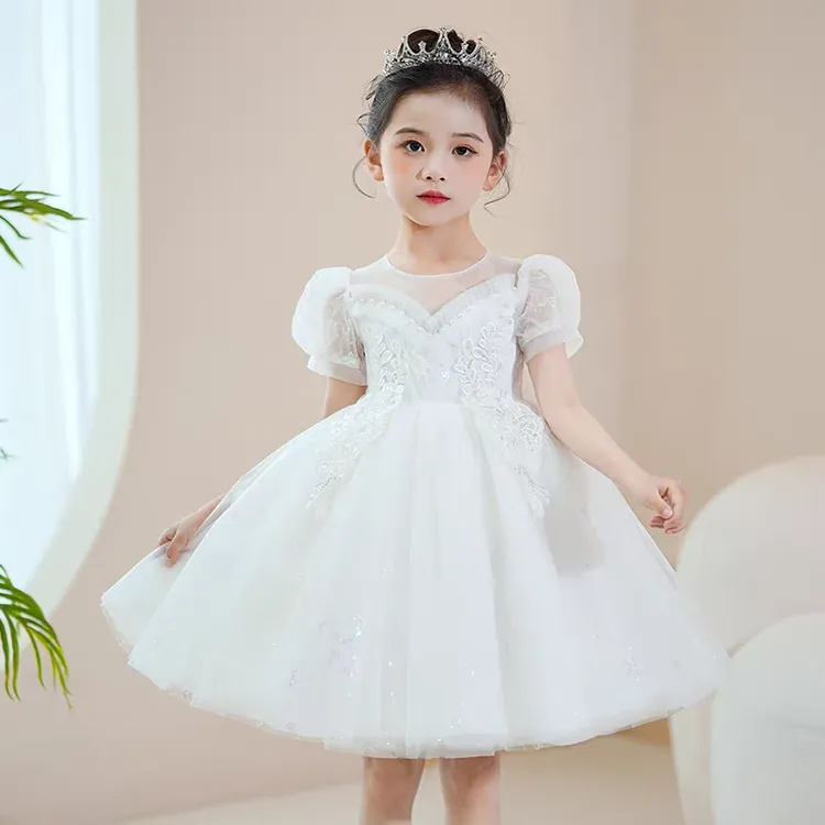 女童公主裙六一儿童洋气走秀主持钢琴礼服演出服女孩生日花童裙子