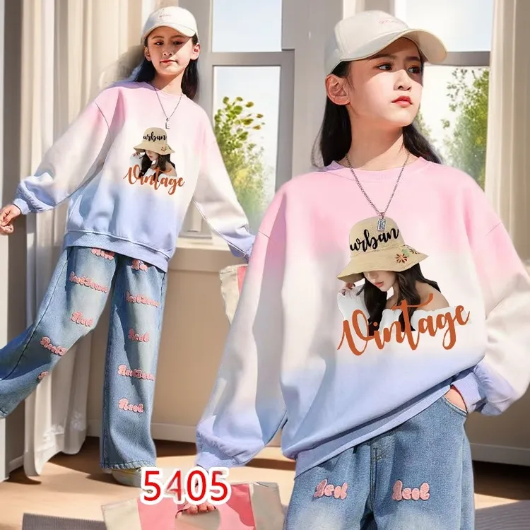 女童秋款上衣春秋卫衣卡通风套头儿童衣服簿款卡通风女孩子图案