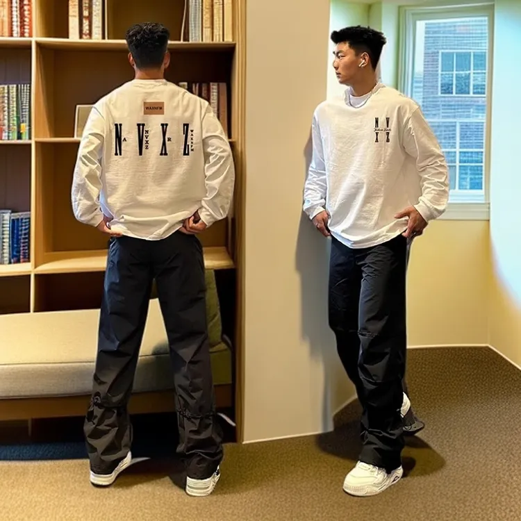 美式街头潮流字母长袖t恤男秋冬宽松休闲外穿重磅纯棉打底衫上衣