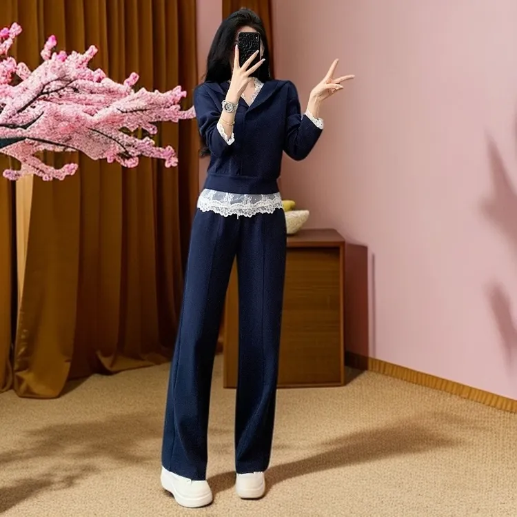 2025新款休闲风卫衣气质静奢风时尚套装宽松仙女风阔腿裤两件套装