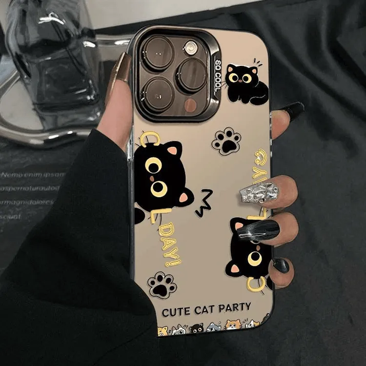 撞色元气探头黑猫适用于苹果17手机壳iphone16华为oppo小米15vivo