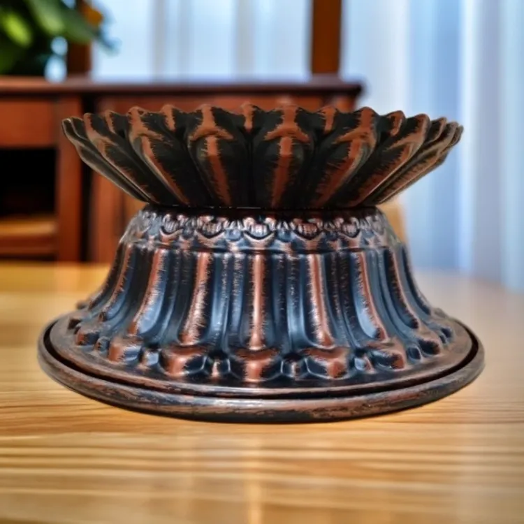 铜钵底座少数民族藏式手工合金底圈底座莲花底座居家摆件藏传摆件