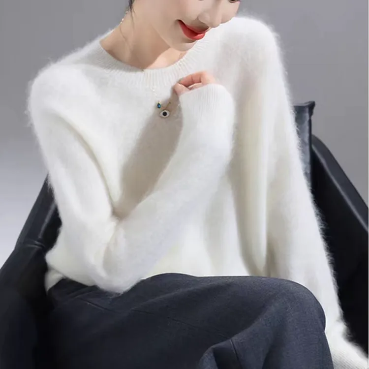 【拉绒】山羊绒羊毛 100% 拉绒秋冬内搭女圆领高领羊绒打底衫羊绒衫