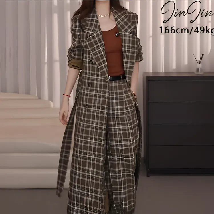 AMASS/阿玛施2025新款冬季巴恩风翻领宽松大衣外套附腰带540081