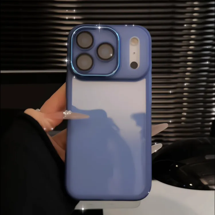 简约透紫适用苹果17pro手机壳16金属镜框华为p70荣耀oppo小米vivo