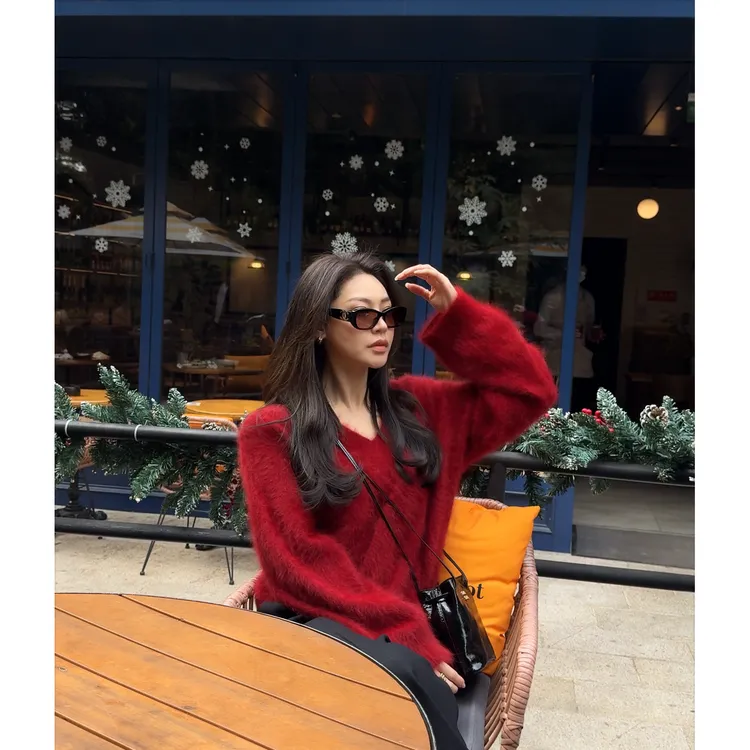 王嬛嬛MsLime‘新春系列’25年新款时尚气质兔毛针织衫 HC2D3452