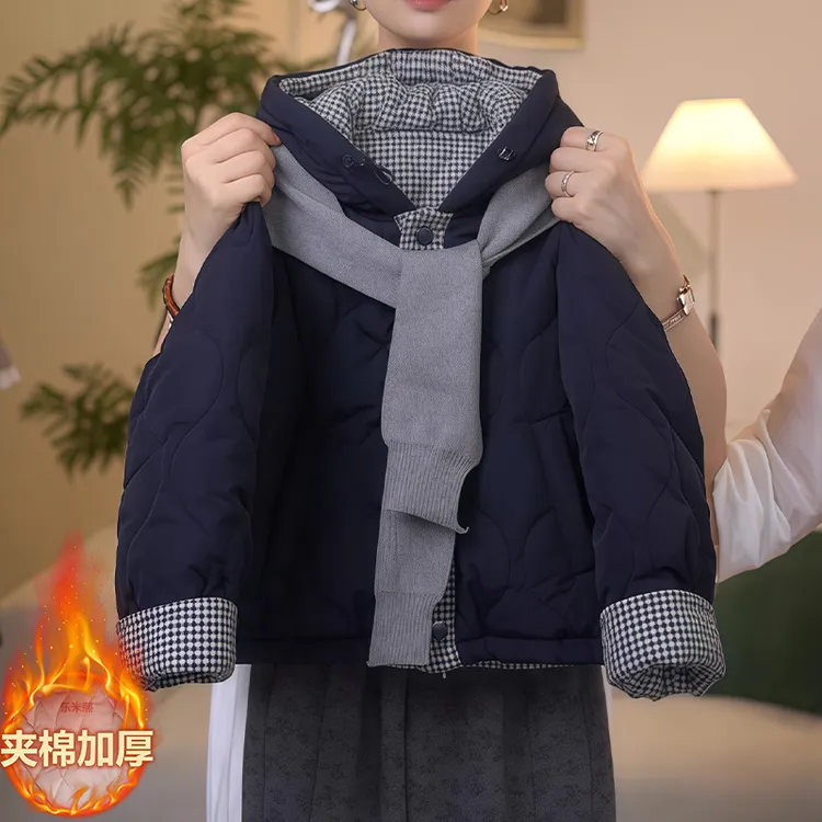 女童夹棉外套2025新款秋冬中大童二棉加厚冲锋衣披肩棉服加棉保暖