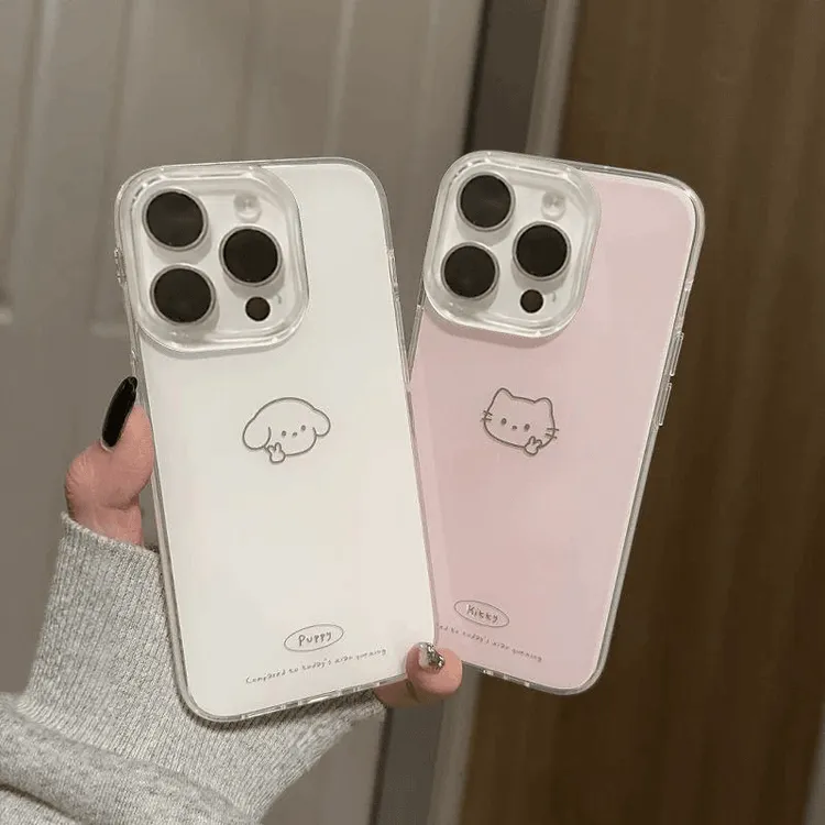 比耶小猫小狗适用于iPhone17大孔16手机壳华为vivo小米15oppo荣耀
