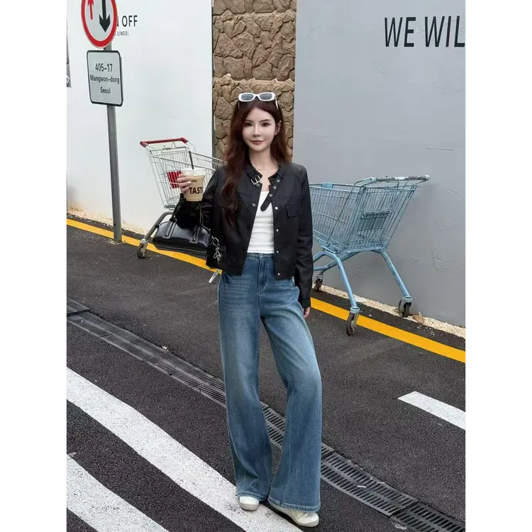 女款pu皮外套短款显瘦秋季复古休闲百搭韩版皮衣宽松小个子夹克