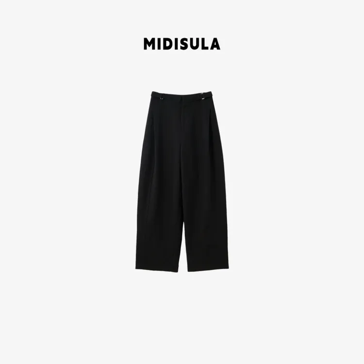 MDSL·新款时尚洋气轻奢慵懒宽松腰扣褶皱羊毛西裤#01938