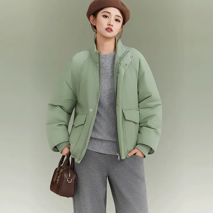 哥弟阿玛施正品长袖女立领新雪丽棉服女装拼接插肩袖棉衣外套女