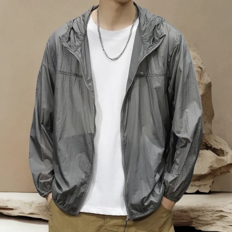 博利凯葆碟2025新款连帽防紫外线薄款外套轻薄冰丝防晒衣男士夏季