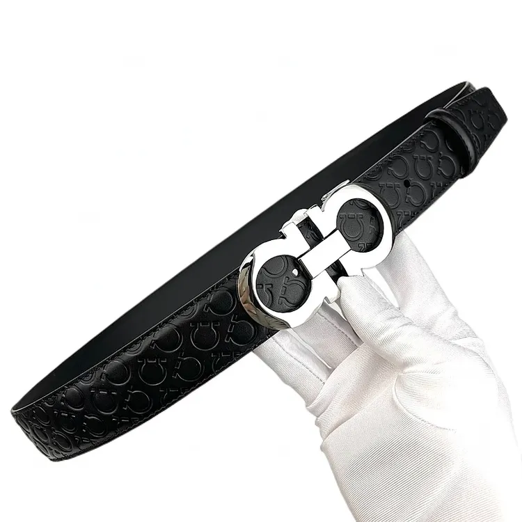 【马蹄纹8字扣】3.5宽夹扣时尚男款真牛皮皮带潮流简约百搭板扣腰带