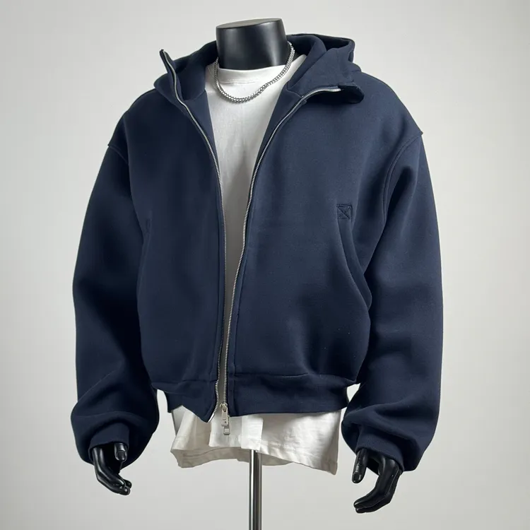 喀费基赫男士秋季连帽卫衣短款开衫上衣休闲时尚复古百搭外套男